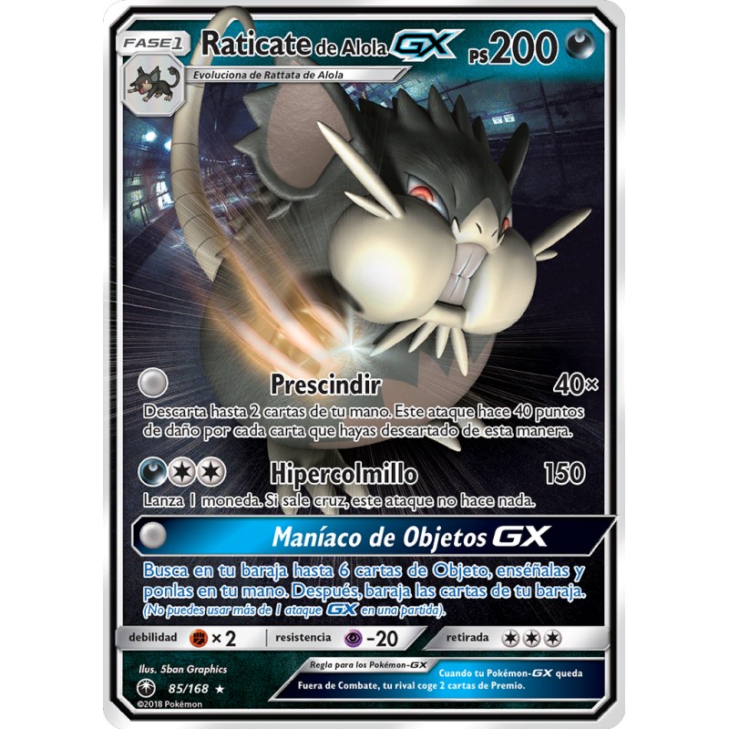 (TCG) – Raticate de Alola GX – 85/168 – ESP