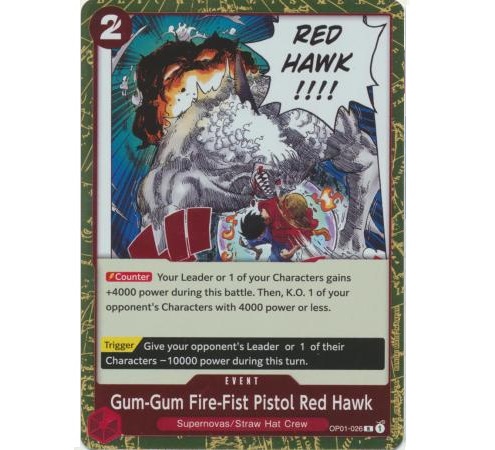 (TCG) – Gum-Gum Fire-Fist Pistol Red Hawk – OP01-026 (TCG) – Gum-Gum Fire-Fist Pistol Red Hawk – OP01-026